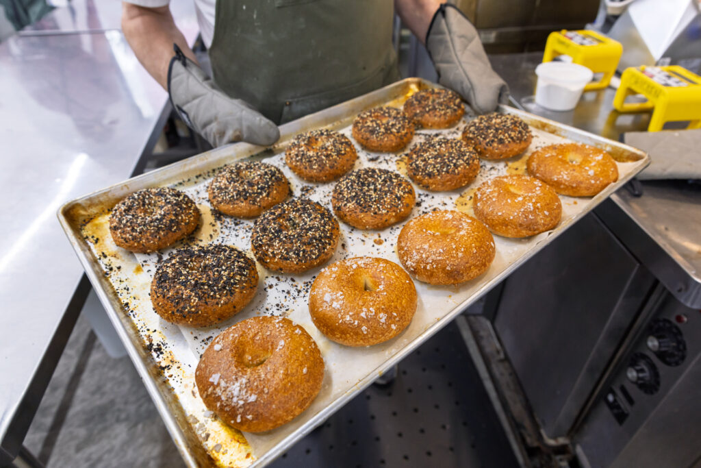 The Local Bagel - tray of fresh baked bagels