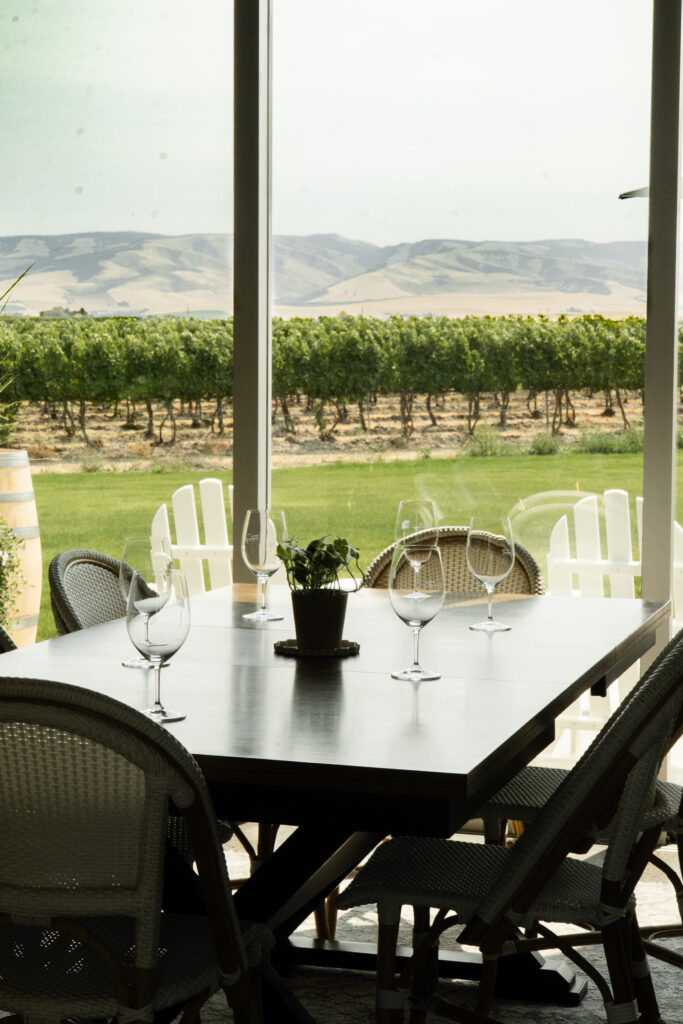 Bledsoe looking from interior to vineyard